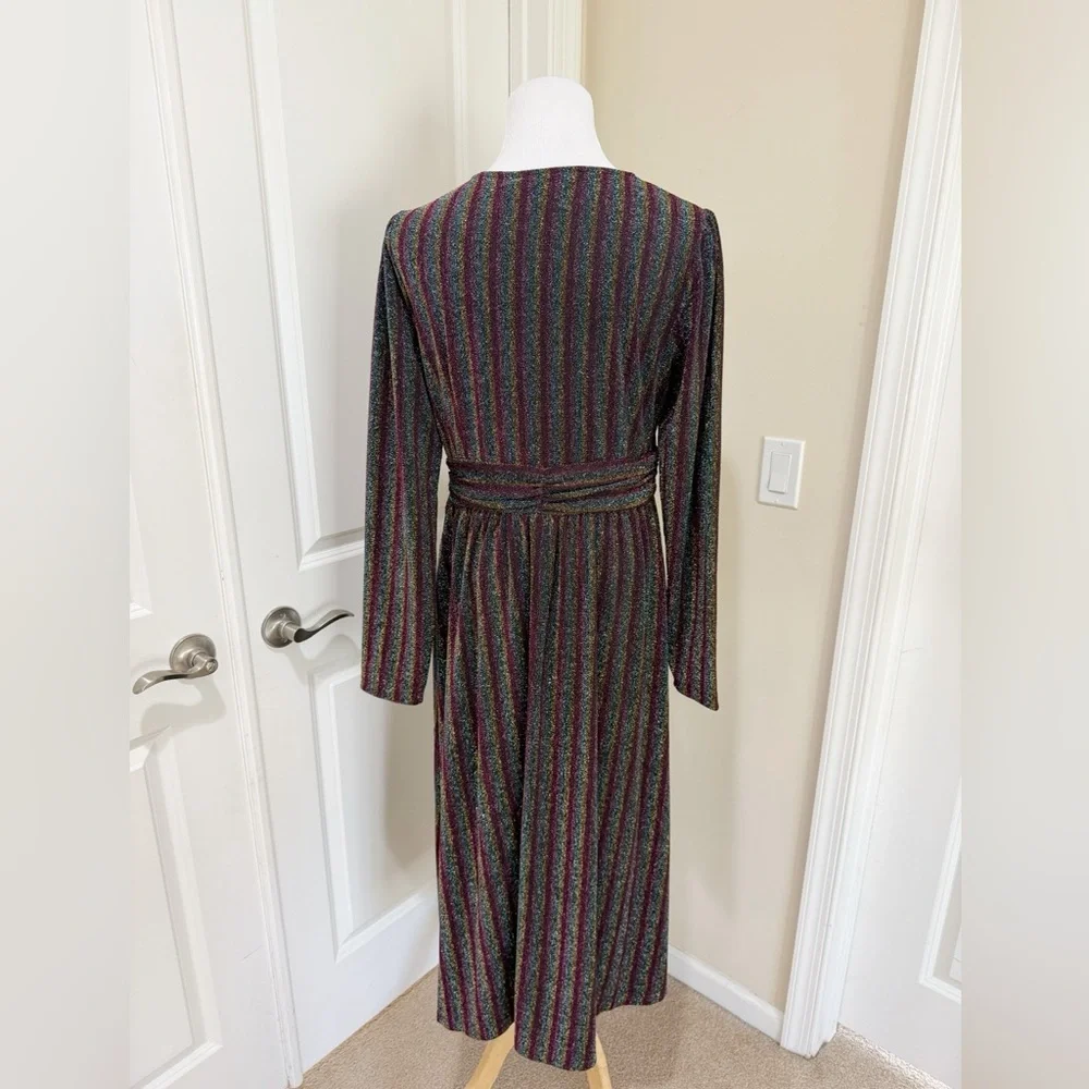 NWT Boden Metallic Burgundy Multi Stripe Long Sleeve Sweater Dress Size 10R - Picture 6 of 9
